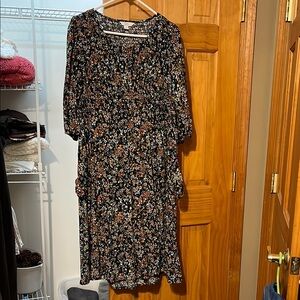 Croft & Barrow Brown Ruched Sundress with Bishop Sleeves